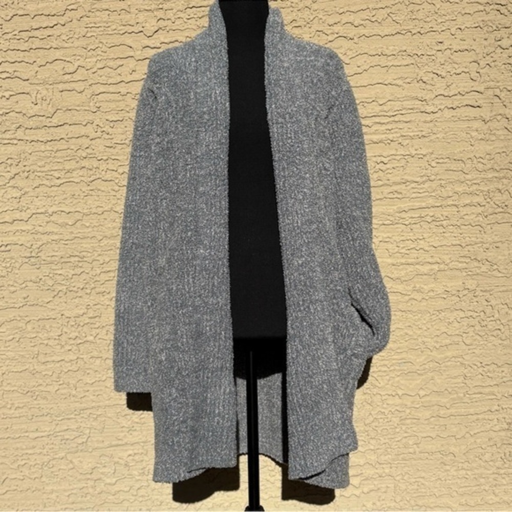 Barefoot Dreams Cozy Gray Open Front Cardigan with Pockets Large